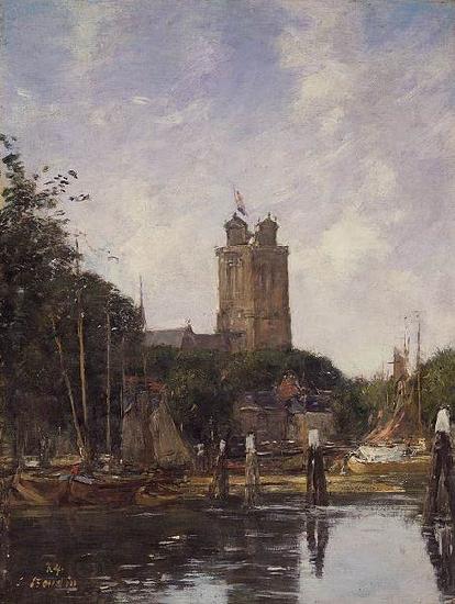 Eugene Boudin Dordrecht, the Grote Kerk from the Canal China oil painting art